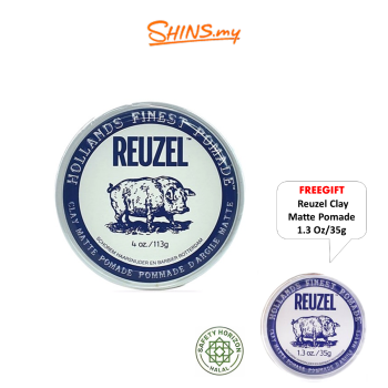 REUZEL Clay Matte Pomade 4OZ/113G -FREE Reuzel Clay Pomade 1.3Oz [RZ214+RZ2139]