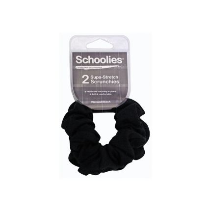 Schoolies Supa-Stretch Scrunchies 2pc Wicked Black [SCH114]