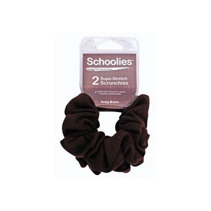 Schoolies Supa-Stretch Scrunchies 2pc Krazy Brown [SCH113]