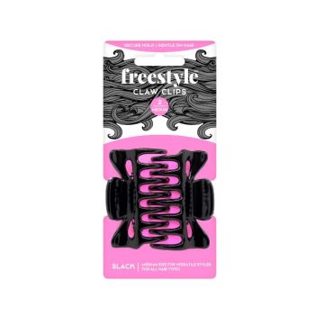 Freestyle Claw Clip Medium Black 2PC [FS8361]