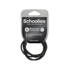 Schoolies Metal Free Ponytail Holder 6PC Wicked Black [SCH244]