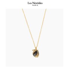 Les Néréides Necklace Black Faceted Glass and Patchouli Flower NOTES DE COEUR [LNAQNC305/1]
