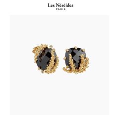 Les Néréides Earring Black Faceted Glass and Patchouli Flower NOTES DE COEUR [LNAQNC105T/1]