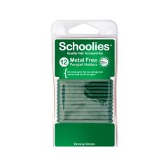 Schoolies Metal Free Ponytail Holders 12pc - Green [SCH216]
