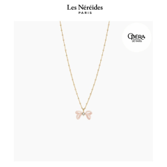 Les Néréides x OPÉRA Necklace Pink Riboon & Crystal Pendant OPÉRA NATIONAL DE PARIS [LNAVOP304/1]