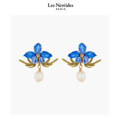 Les Néréides Earrings Violette and Freswater Baroque Pearl MILLE PENSEES [LNAKMP104T/1]