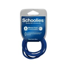 Schoolies Metal Free Ponytail Holder 6PC Dark Blue [SCH241]