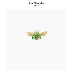 Les Néréides Brooch Flying Green Rose Chafer with Black Faceted Stone CABINET DE CURIOSITE [LNAWCC501/1]