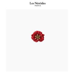 Les Néréides Brooch Red Poppy and Cubic Zirconia BEAUTE DES CHAMPS [LNAWBC501/1]