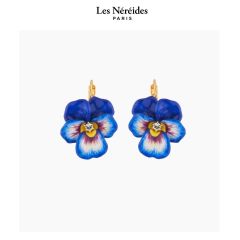 Les Néréides Earrings Blue Pansy MILLE PENSEES [LNAKMP103D/1]