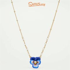 Les Néréides Necklace Blue Pansy MILLE PENSEES [LNAKMP308/1]