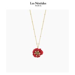 Les Néréides Necklace Red Poppy and Cubic Zirconia BEAUTE DES CHAMPS [LNAWBC304/1]