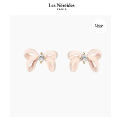 Les Néréides x OPÉRA Earrings Pink Ribbon & Faceted Crystal OPÉRA NATIONAL DE PARIS [LNAVOP107T/1]