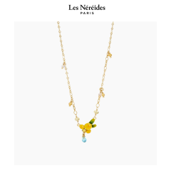 Les Néréides Necklace Mimosa Flower and Little Pearls JARDINS DE PROVENCE [LNABJP312/1]