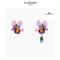 Les Néréides x VERSAILLES Post Earrings Violet Flower & Blue Stone CHÂTEAU DE VERSAILLES [LNAVVE102T/1]