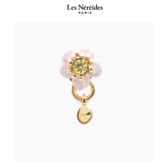Les Néréides Earring Pink Flower & Faceted Stone SOLIFLORE  [LNAWSO101T/3]