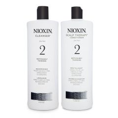 [Combo Set] Nioxin System 2 Cleanser Shampoo 1000ml & Conditioner 1000ml for Noticeably Thinning Natural Hair [NXA206+NXA208]