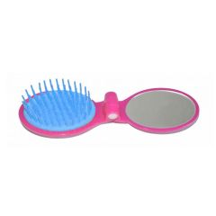 Janeke Foldable Travel Brush with Mirror 86SP03 Fuxia [JNK34]