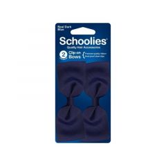 Schoolies Clip On Bow Real Dark Blue 2PC [SCH431]