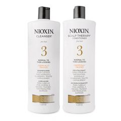 [Combo Set] Nioxin System 3 Cleanser Shampoo 1000ml & Conditioner 1000ml for Normal To Fine Chemically Treated Hair [NXA211+NXA213]