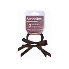 Schoolies 2pc Ribbon Bow Ponytail Holders Krazy Brown [SCH354]