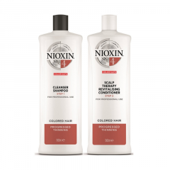 [Combo Set] Nioxin System 4 Cleanser Shampoo 1000ml & Conditioner 1000ml for Noticeably Thinning Fine Chemically Treated Hair [NXA216+NXA218]