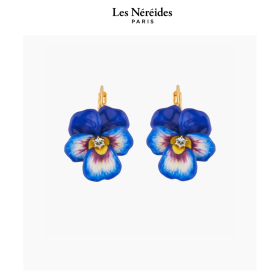 Les Néréides Earrings Blue Pansy MILLE PENSEES [LNAKMP103D/1]