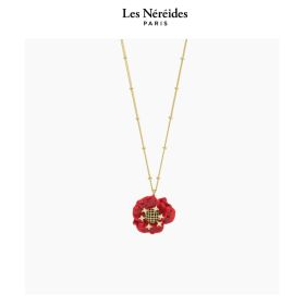 Les Néréides Necklace Red Poppy and Cubic Zirconia BEAUTE DES CHAMPS [LNAWBC304/1]