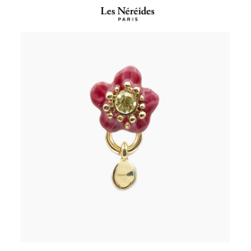 Les Néréides Earring Red Flower & Faceted Stone SOLIFLORE [LNAWSO101T/2]